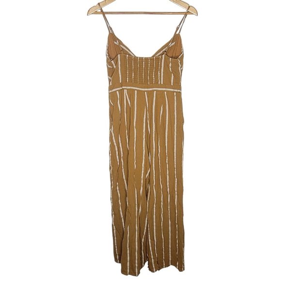 ASTR The Label Medium‎ M Brown / White Striped Wide Leg Spaghetti Strap Jumpsuit - Picture 2 of 6